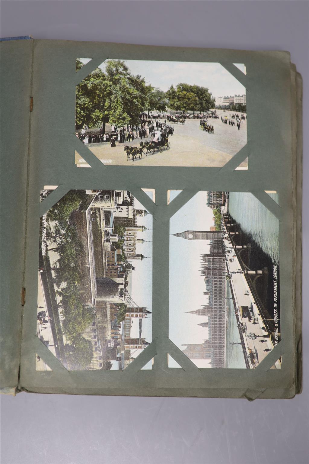 An Edwardian postcard album, British topographical to include Brighton West and Palace piers